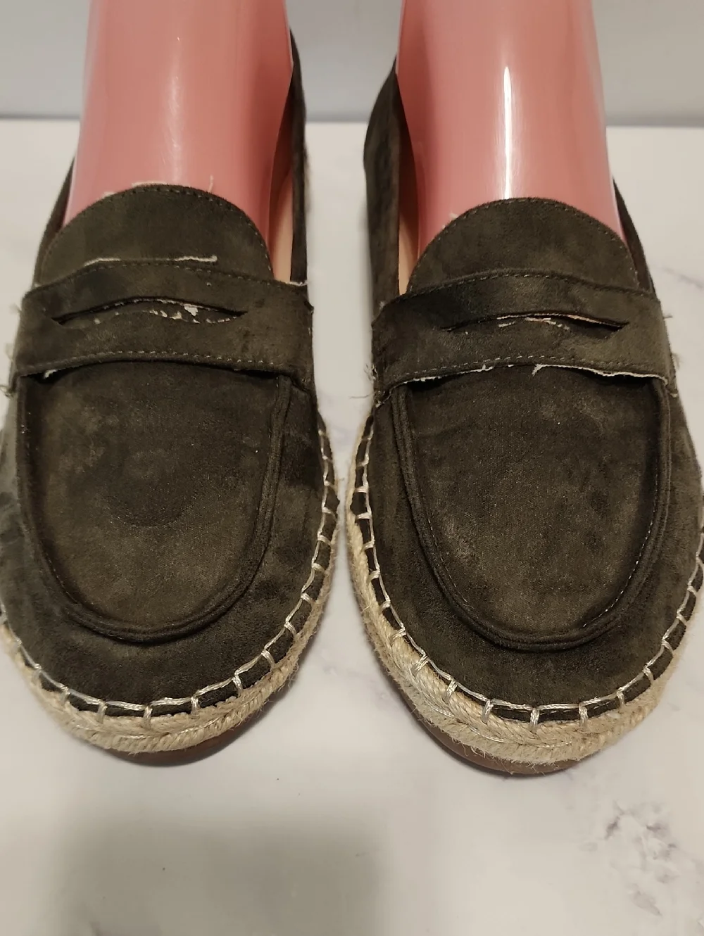 Findlay Suede Penny Loafers in Olive with Espadrille Sole